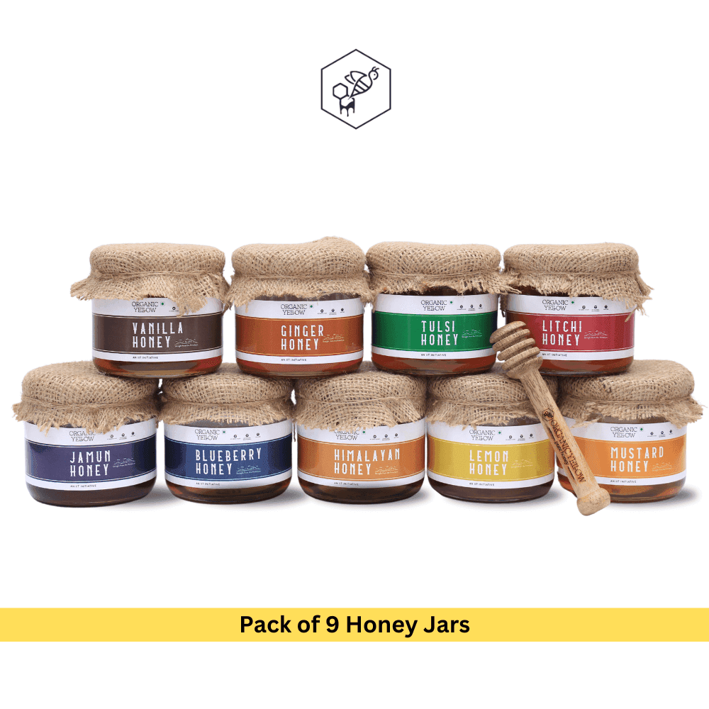 Organic Yellow honey jar collection